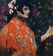 Alexander Yakovlevich GOLOVIN The Woman of spanish had on a shawl red oil painting artist